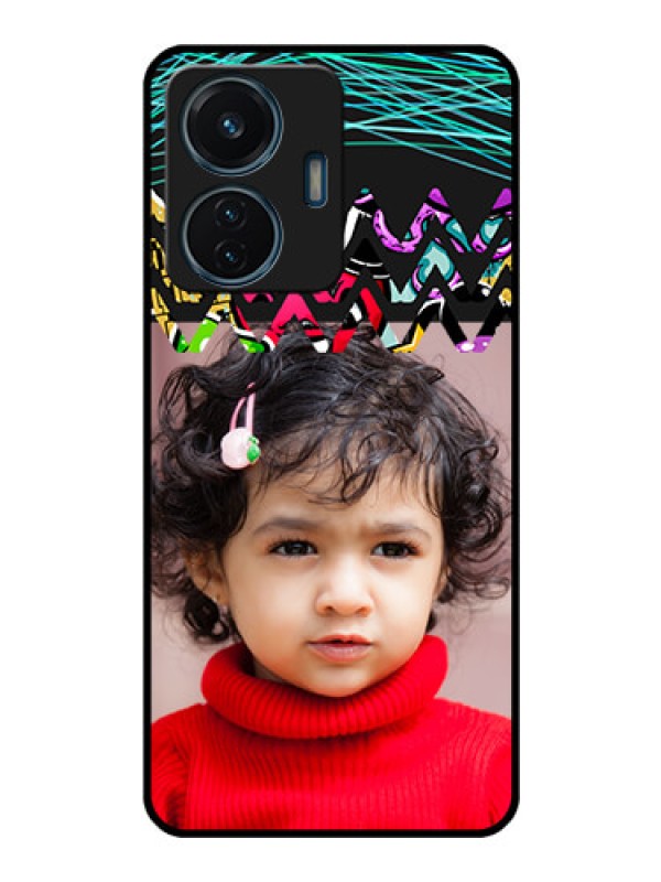 Custom iQOO Z6 44w Personalized Glass Phone Case - Neon Abstract Design