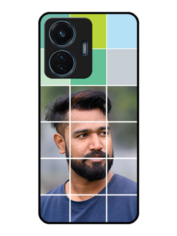 Custom iQOO Z6 44w Photo Printing on Glass Case - with white box pattern