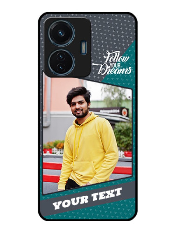 Custom iQOO Z6 44w Personalized Glass Phone Case - Background Pattern Design with Quote