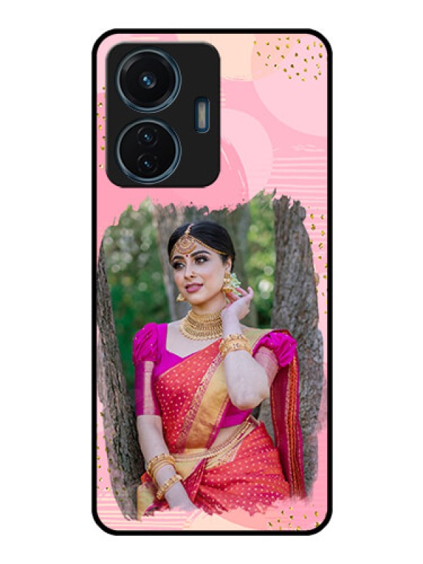 Custom iQOO Z6 44w Personalized Glass Phone Case - Gold Glitter Splash Design
