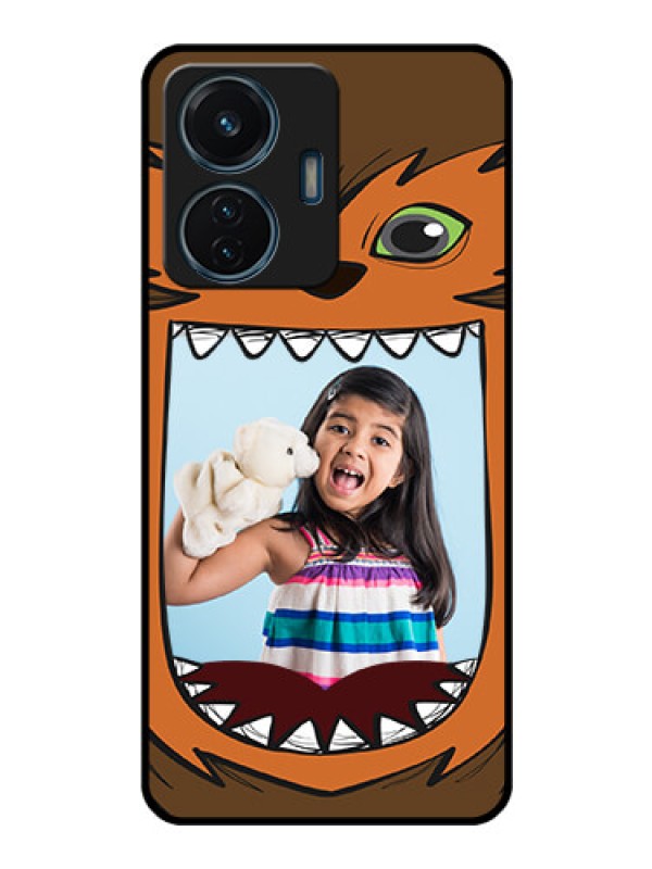 Custom iQOO Z6 44w Photo Printing on Glass Case - Owl Monster Back Case Design