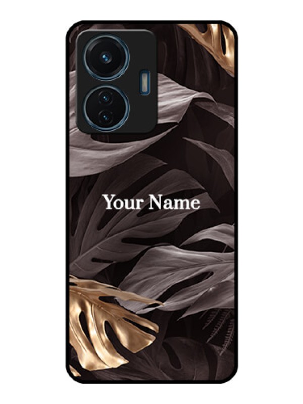 Custom iQOO Z6 44w Personalised Glass Phone Case - Wild Leaves digital paint Design