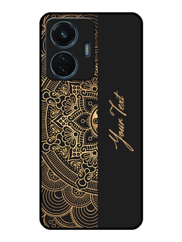 Custom iQOO Z6 44w Photo Printing on Glass Case - Mandala art with custom text Design