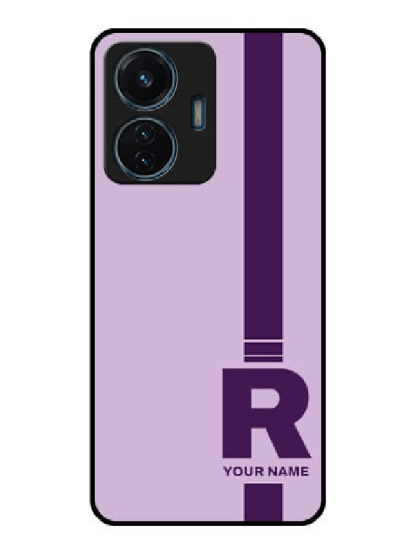Custom iQOO Z6 44w Photo Printing on Glass Case - Simple dual tone stripe with name Design