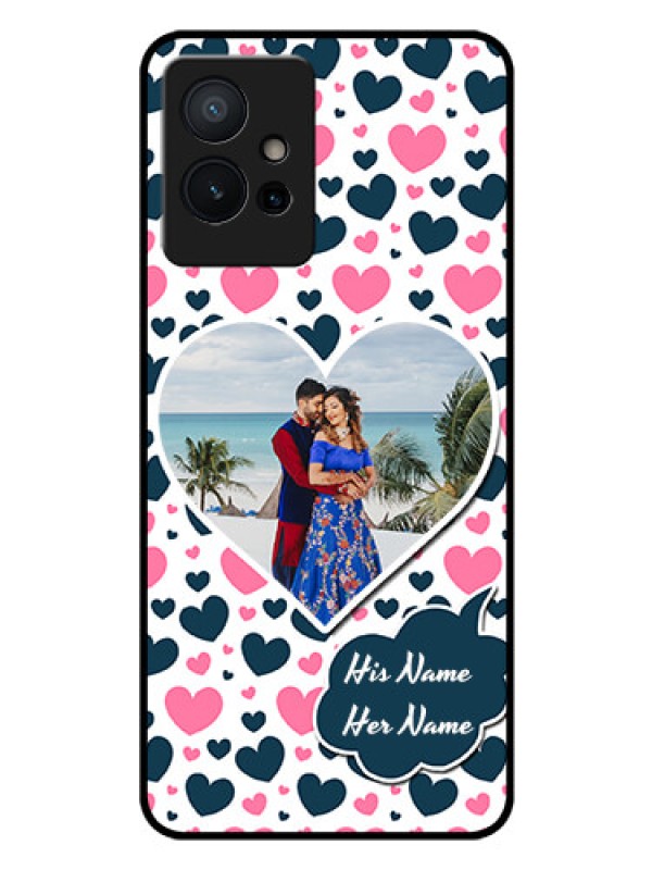 Custom iQOO Z6 5G Custom Glass Phone Case - Pink & Blue Heart Design