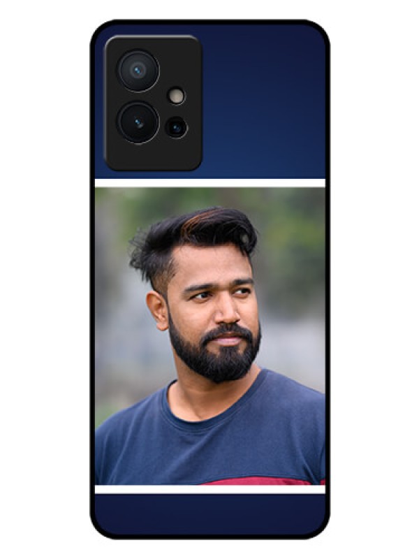 Custom iQOO Z6 5G Personalized Glass Phone Case - Simple Royal Blue Design