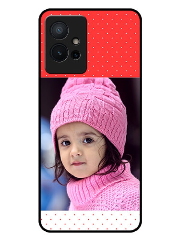 Custom iQOO Z6 5G Photo Printing on Glass Case - Red Pattern Design