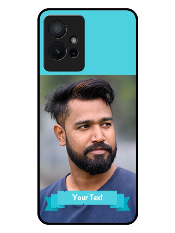 Custom iQOO Z6 5G Personalized Glass Phone Case - Simple Blue Color Design
