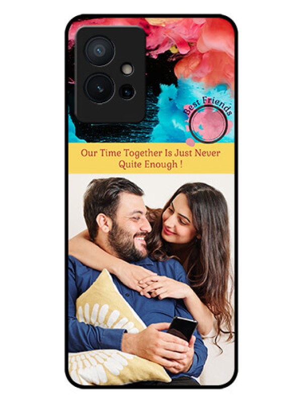 Custom iQOO Z6 5G Custom Glass Mobile Case - Quote with Acrylic Painting Design