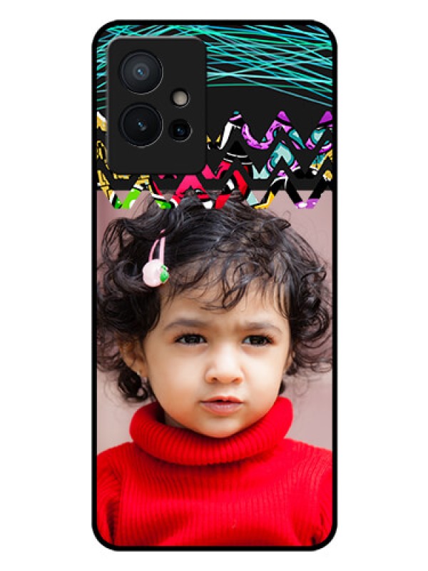 Custom iQOO Z6 5G Personalized Glass Phone Case - Neon Abstract Design