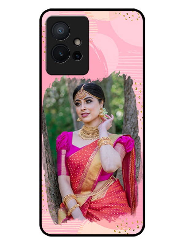 Custom iQOO Z6 5G Personalized Glass Phone Case - Gold Glitter Splash Design