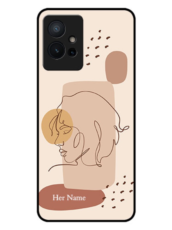 Custom iQOO Z6 5G Photo Printing on Glass Case - Calm Woman line art Design