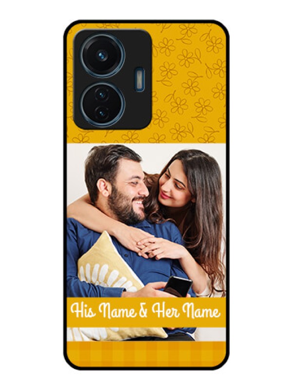Custom iQOO Z6 Lite 5G Custom Glass Mobile Case - Yellow Floral Design