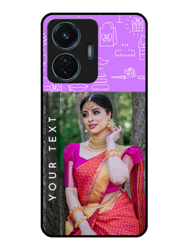 Custom iQOO Z6 Lite 5G Custom Glass Mobile Case - Birthday Icons Design