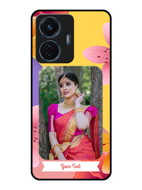 Custom iQOO Z6 Lite 5G Custom Glass Mobile Case - 3 Image With Vintage Floral Design
