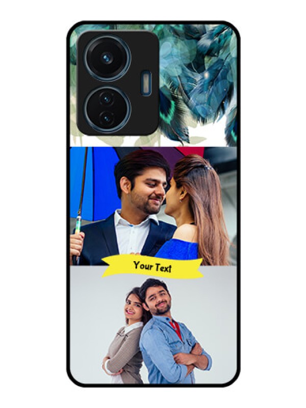 Custom iQOO Z6 Lite 5G Personalized Glass Phone Case - Image with Boho Peacock Feather Design