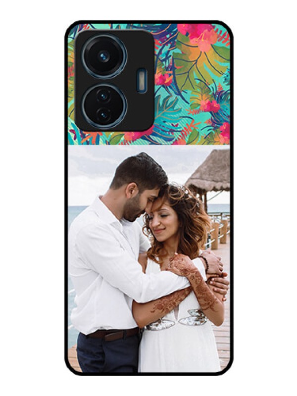 Custom iQOO Z6 Lite 5G Photo Printing on Glass Case - Watercolor Floral Design