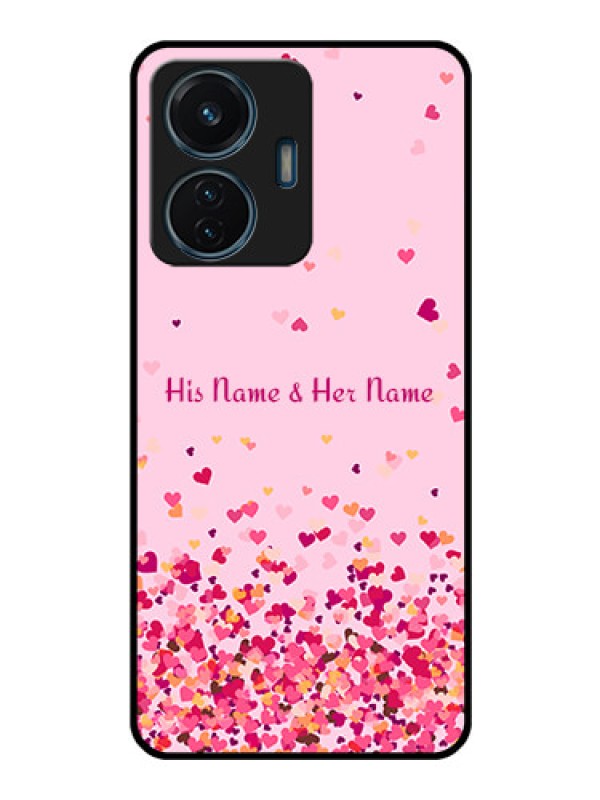 Custom iQOO Z6 Lite 5G Photo Printing on Glass Case - Floating Hearts Design