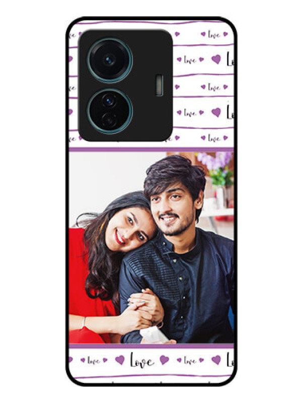 Custom iQOO Z6 Pro 5G Custom Glass Mobile Case - Couples Heart Design