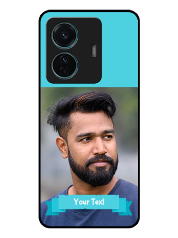Custom iQOO Z6 Pro 5G Personalized Glass Phone Case - Simple Blue Color Design