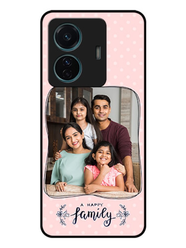 Custom iQOO Z6 Pro 5G Custom Glass Phone Case - Family with Dots Design