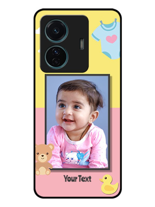 Custom iQOO Z6 Pro 5G Photo Printing on Glass Case - Kids 2 Color Design