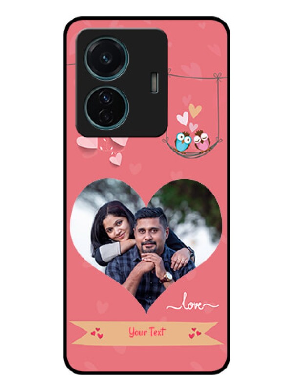 Custom iQOO Z6 Pro 5G Personalized Glass Phone Case - Peach Color Love Design