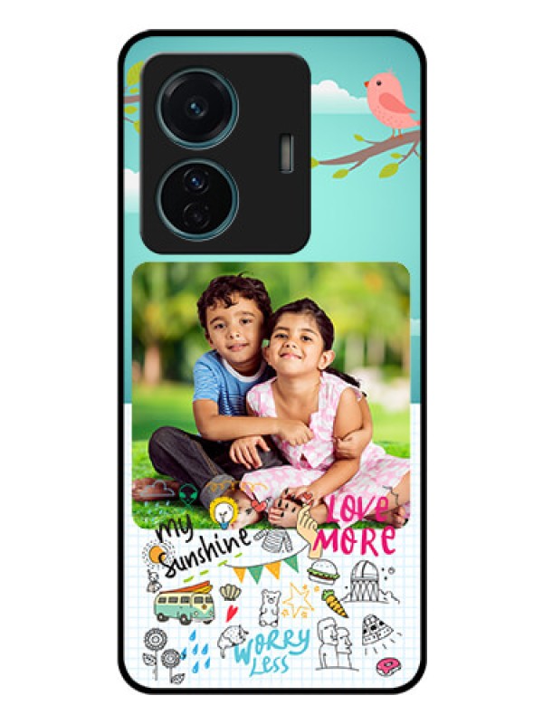 Custom iQOO Z6 Pro 5G Photo Printing on Glass Case - Doodle love Design