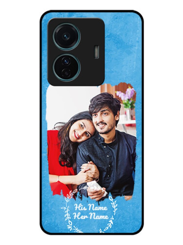 Custom iQOO Z6 Pro 5G Custom Glass Phone Case - Blue Color Vintage Design