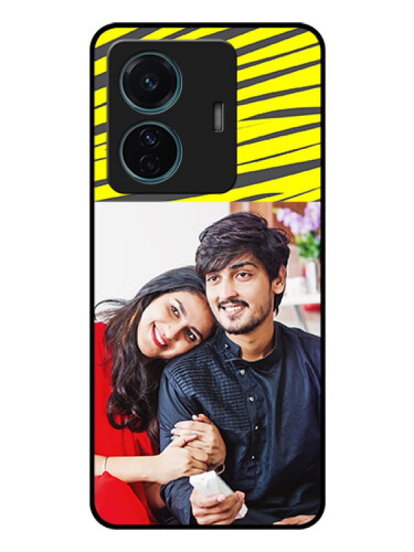 Custom iQOO Z6 Pro 5G Photo Printing on Glass Case - Yellow Abstract Design