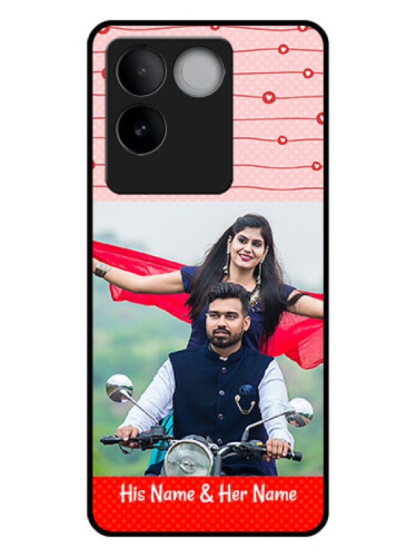 Custom iQOO Z7 Pro 5G Custom Glass Phone Case - Red Pattern Case Design