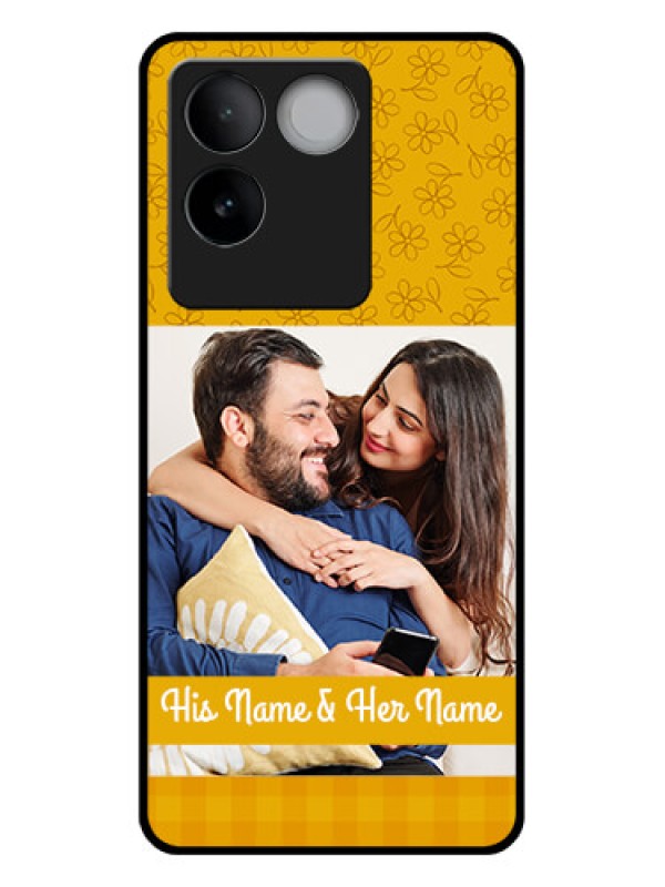 Custom iQOO Z7 Pro 5G Custom Glass Phone Case - Yellow Floral Design