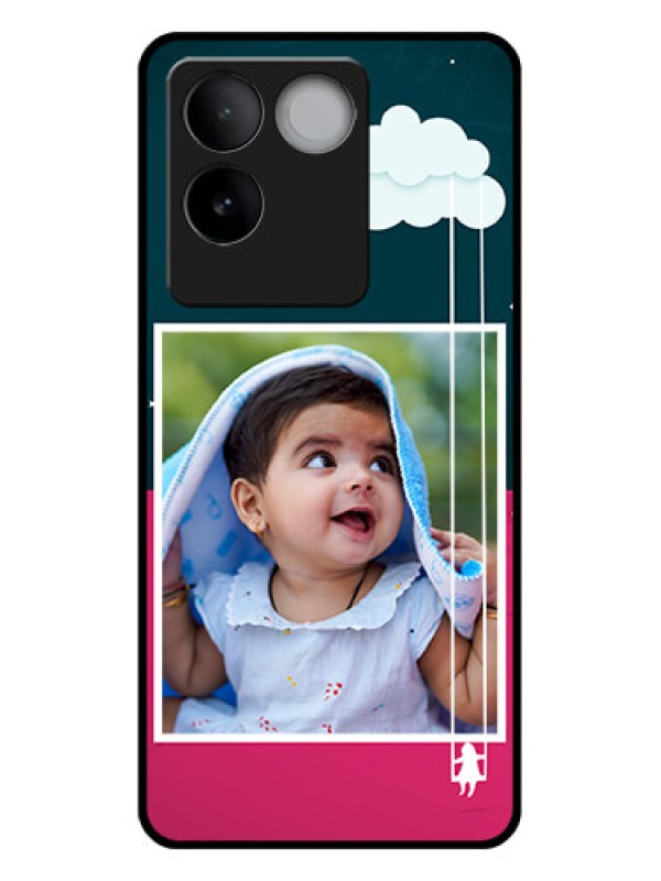 Custom iQOO Z7 Pro 5G Custom Glass Phone Case - Cute Girl With Cloud Design
