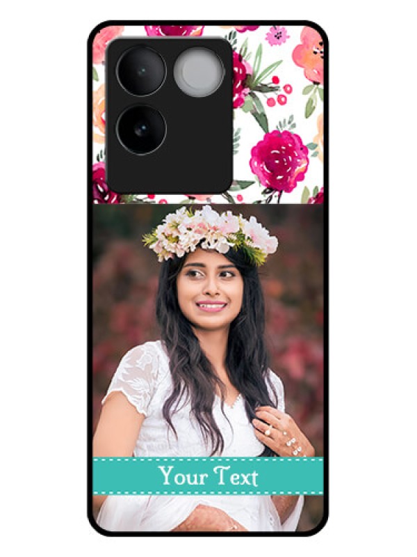 Custom iQOO Z7 Pro 5G Custom Glass Phone Case - Water Colors Floral Design