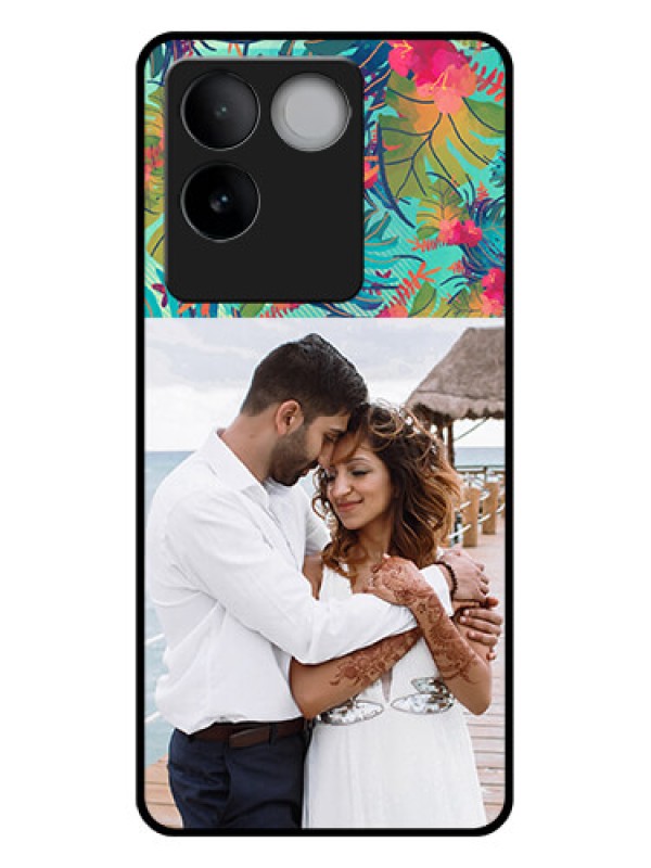 Custom iQOO Z7 Pro 5G Custom Glass Phone Case - Watercolor Floral Design