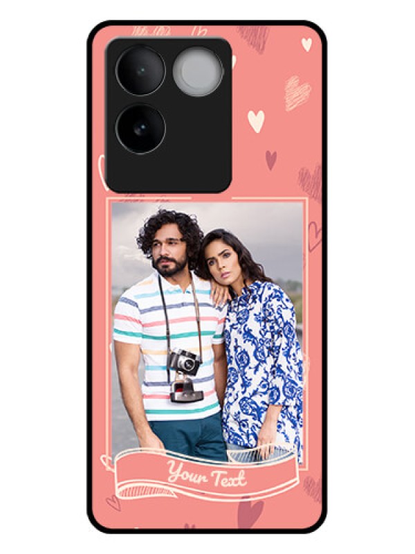 Custom iQOO Z7 Pro 5G Custom Glass Phone Case - Love Doodle Art Design