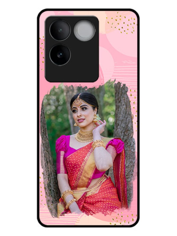 Custom iQOO Z7 Pro 5G Custom Glass Phone Case - Gold Glitter Splash Design