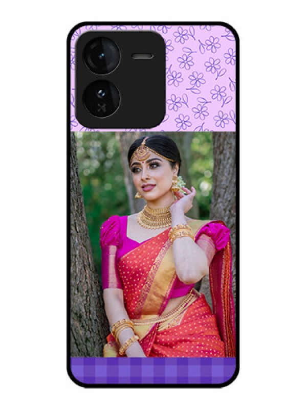 Custom iQOO Z9 5G Custom Glass Phone CasePurple Floral Design