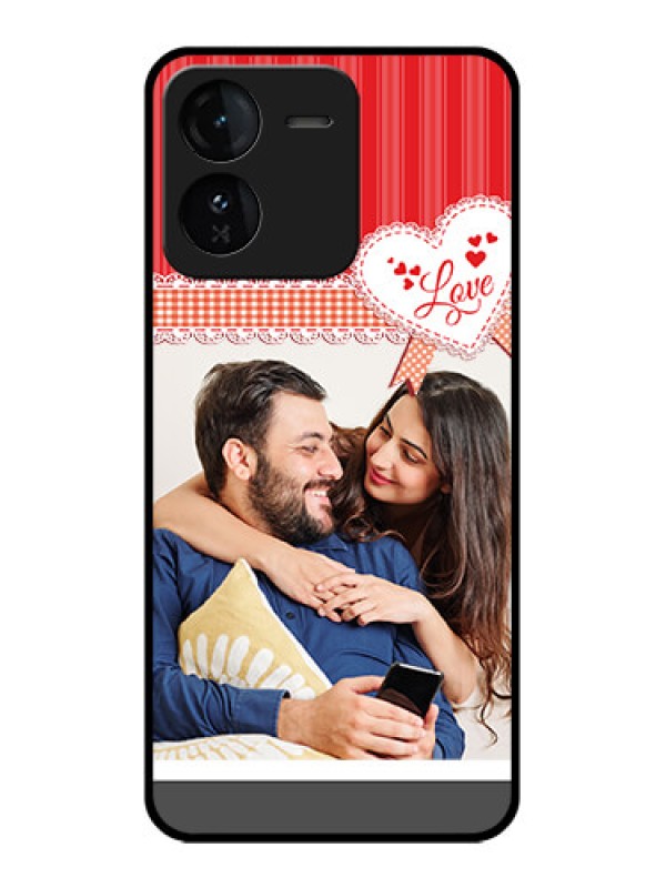 Custom iQOO Z9 5G Custom Glass Phone CaseRed Love Pattern Design