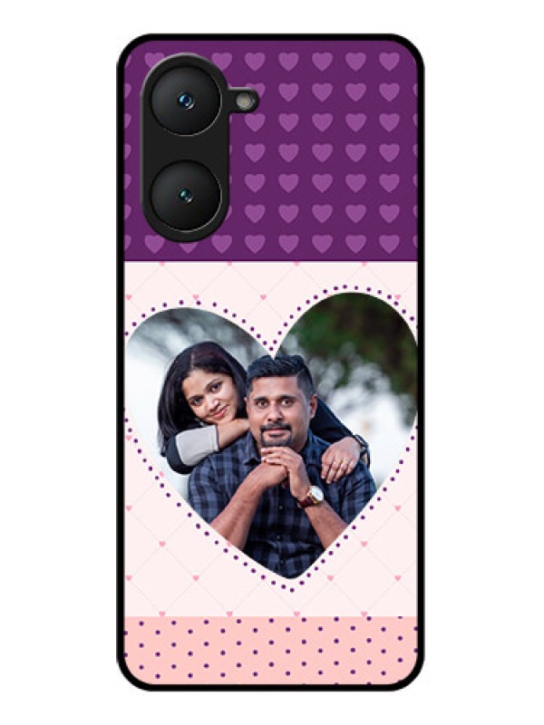 Custom iQOO Z9 Lite 5G Custom Glass Phone Case - Violet Love Dots Design