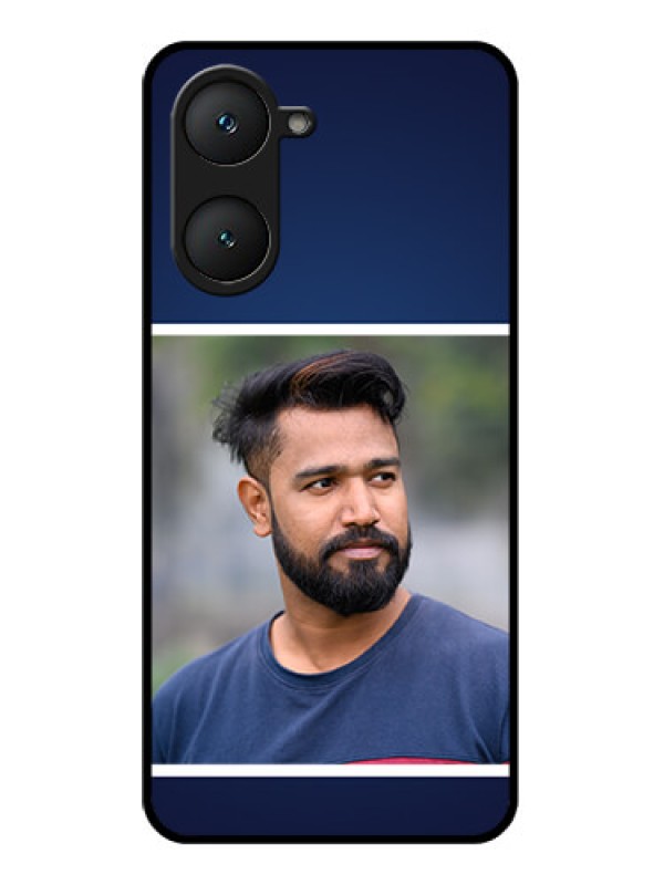 Custom iQOO Z9 Lite 5G Custom Glass Phone Case - Simple Royal Blue Design