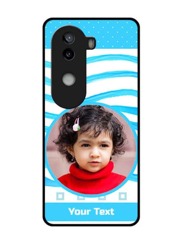 Custom iQOO Z9s 5G Custom Glass Phone CaseSimple Blue Case Design