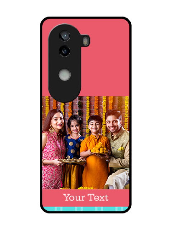Custom iQOO Z9s 5G Custom Glass Phone CasePeach and Blue Color Design