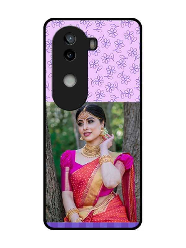Custom iQOO Z9s 5G Custom Glass Phone CasePurple Floral Design