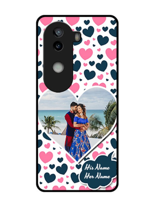 Custom iQOO Z9s 5G Custom Glass Phone CasePink and Blue Heart Design