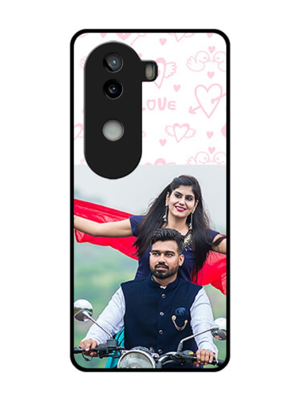 Custom iQOO Z9s 5G Custom Glass Phone CasePink Flying Heart Design