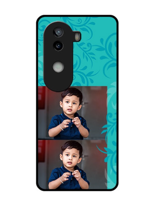 Custom iQOO Z9s 5G Custom Glass Phone CaseWith Photo And Green Floral Design
