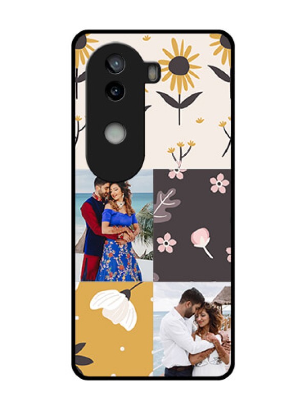 Custom iQOO Z9s 5G Custom Glass Phone Case3 Images With Floral Design