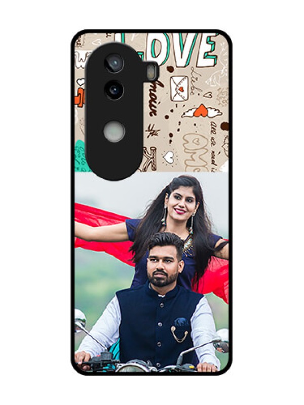 Custom iQOO Z9s 5G Custom Glass Phone CaseLove Doodle Pattern