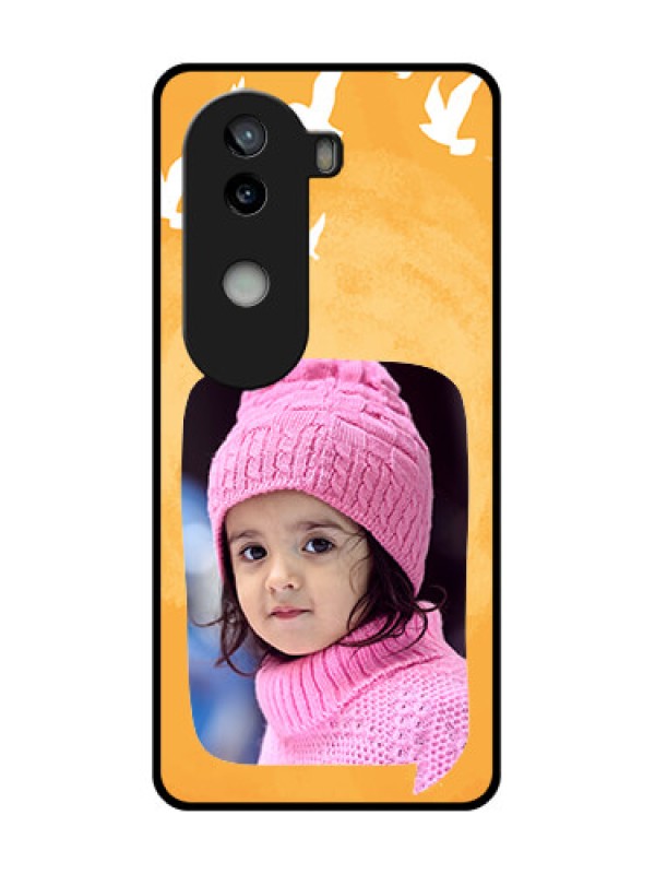 Custom iQOO Z9s 5G Custom Glass Phone CaseWater Color Design With Bird Icons